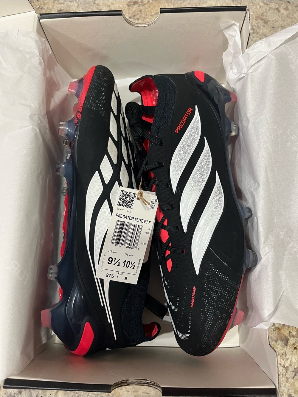Adidas Predator Elite FG Men's Soccer Cleats - Black/White/Red